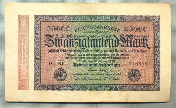 A 218 BANCNOTA-GERMANIA -20 000 MARK- anul 1923-SERIA 146376-starea care se vede