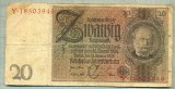 A 216 BANCNOTA-GERMANIA - 20 MARK- anul 1929 -SERIA 18503946-starea care se vede, Europa