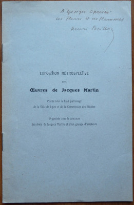 Henri Focillon , Expozitia Jacques Martin , 1926 , autograf catre George Oprescu foto