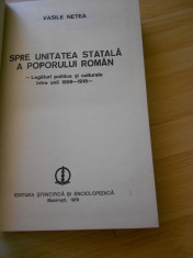 VASILE NETEA--SPRE UNITATEA STATALA A POPORULUI ROMAN - 1979 foto