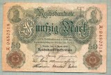 A 225 BANCNOTA-GERMANIA - 50 MARK- anul 1910-SERIA 9480518-starea care se vede