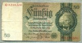 A 237 BANCNOTA-GERMANIA - 50 MARK- anul 1933-SERIA 5259206-starea care se vede, Europa