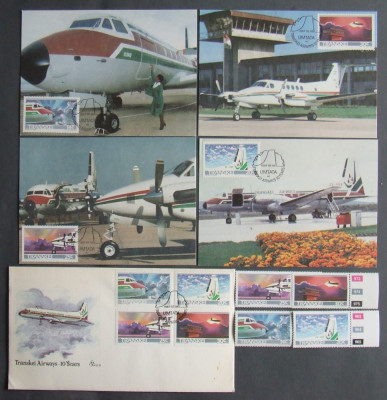 TRANSKEI 1987 - AVIATIE 4 VALORI NEOBL.,4 I.M. SI 1 FDC OBLIT. - AS 158A foto