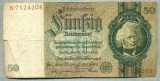 A 229 BANCNOTA-GERMANIA - 50 MARK- anul 1933-SERIA 7124208-starea care se vede, Europa