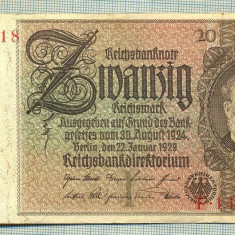 A 238 BANCNOTA-GERMANIA - 20 MARK- anul 1929 -SERIA 14092518-starea care se vede