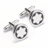 Butoni eleganti WHITE STAR argintii metalici + cutie cadou, Inox