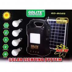 Kit panou solar cu 4 becuri si radio FM Gdlite GD-8025 foto