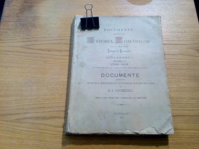 DOCUMENTE privitore la ISTORIA ROMANILOR - Supliment I, Vol. III - 1709-1812