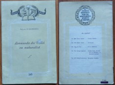 Prof. univ. N. Gavrilescu, Leonardo da Vinci ca naturalist, 1957, cu autograf