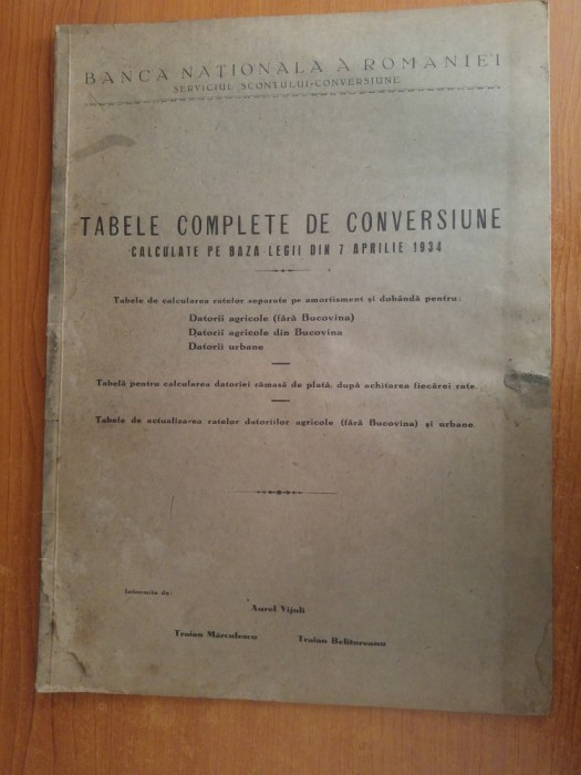 tabele complete de conversiune-banca nationala a romaniei 1934
