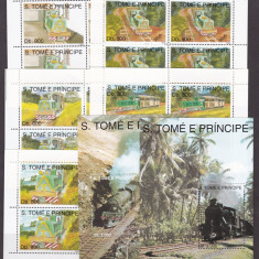 Sao Tome 1993 trenuri locomotive MI 1411-1415 + bl.300, 301 MNH w30