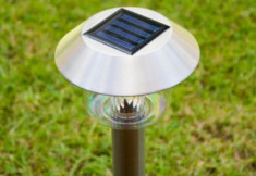 Lampa solara LED argintie foto