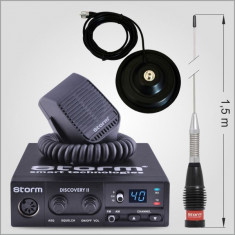 Statie radio CB Storm Discovery + Antena Radio CB Storm ML145 Black + Baza magnetica 145PL foto