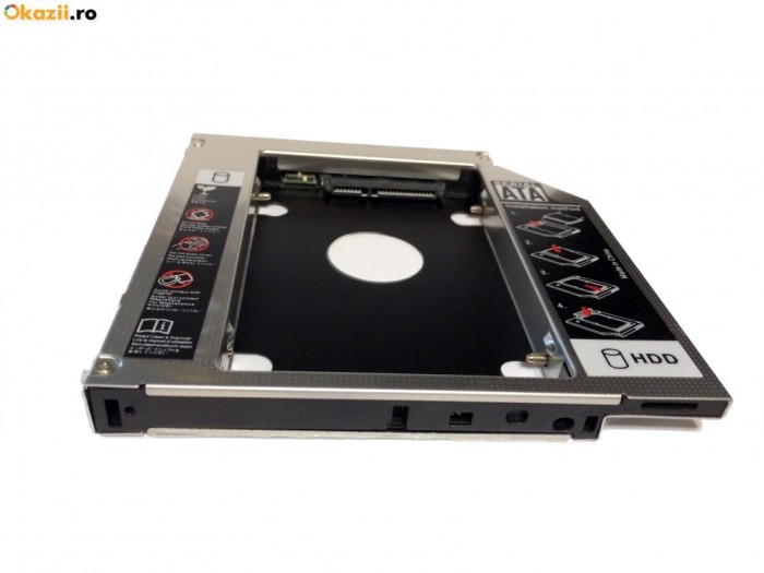 HDD Caddy laptop 12.7mm intern SATA extern SATA unversal. Monteaza la 2-lea HDD foto mare HDD Caddy laptop 12.7mm intern SATA extern SATA unversal. Monteaza la 2-lea HDD foto mare