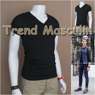 Tricou Barbati Anchior Guler V Negru Tricou Barbati Anchior Guler V Negru