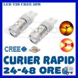 BEC AUTO LED LEDURI T20 W21W - 50W CREE DRL MARSARIER SEMNALIZARE POZITIE FRANA, Universal