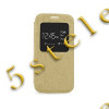 Husa Flip Carte S-View Etui HTC One M9 Gold, Alt model telefon Nokia, Auriu, Cu clapeta