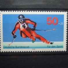 GERMANIA 1978 – SPORT OLIMPIC DE IARNA, SCHI COBORARE, timbru nestampilat, T14