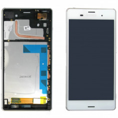 Ansamblu Lcd Display Touchscreen touch screen Sony Xperia Z3 D6603 Alb cu rama ORIGINAL foto