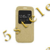 Husa Flip Carte S-View Etui LG Joy Gold, Alt model telefon LG, Auriu, Cu clapeta