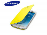 Husa toc flip galben deschis Samsung Galaxy S3 i9300 + folie ecran cadou, Albastru, Cu clapeta