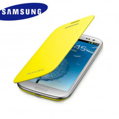 Husa toc flip galben deschis Samsung Galaxy S3 i9300 + folie ecran cadou