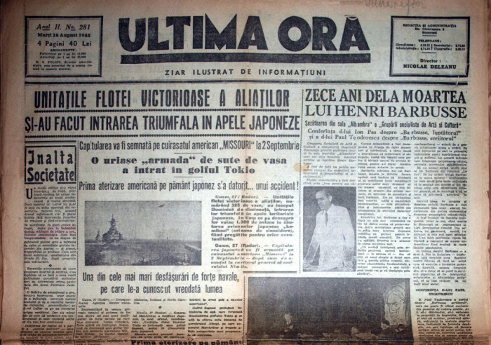 ZIAR VECHI - ULTIMA ORA -28 AUGUST 1945