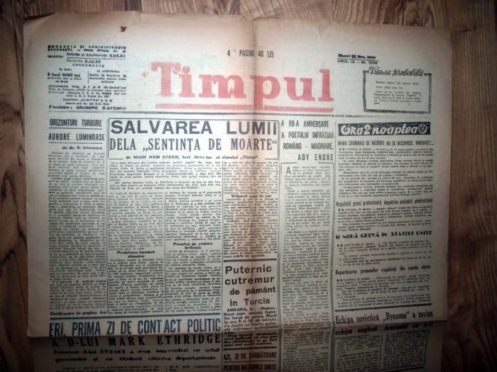 ZIAR VECHI - TIMPUL - 23 NOIEMBRIE 1946