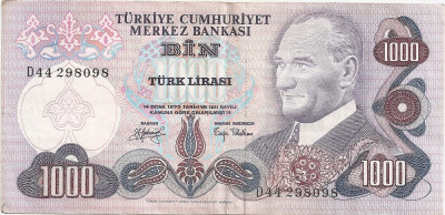 Turcia 1000 lire 1970 XF foto