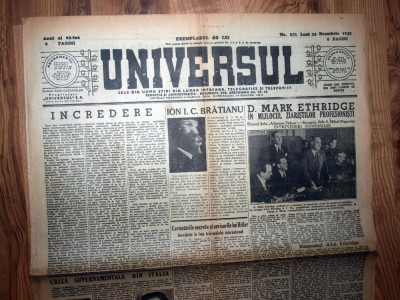 ZIAR VECHI - UNIVERSUL - 26 NOIEMBRIE 1945 foto