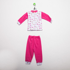Pijama copii 2 piese cu model inimioare roz foto