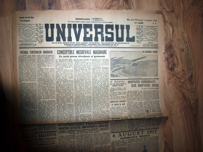 ZIAR VECHI - UNIVERSUL - 7 AUGUST 1940