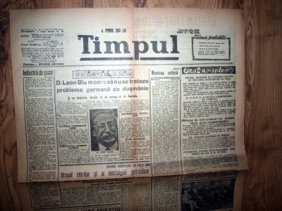 ZIAR VECHI - TIMPUL - 22 IULIE 1946 foto