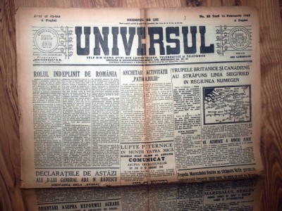 ZIAR VECHI - UNIVERSUL - 12 FEBRUARIE 1945 foto