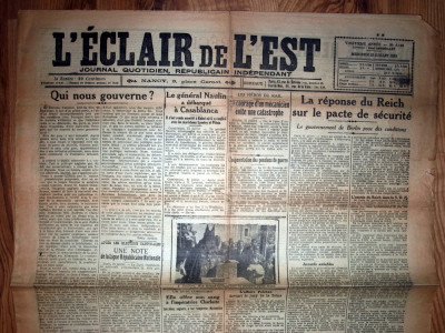 ZIAR VECHI FRANCEZ - L ECLAIR DE L EST -22 IULIE 1925 foto