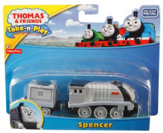 Trenulet locomotiva metalica Spencer cu vagon - Thomas&amp;amp;Friends Take N Play foto