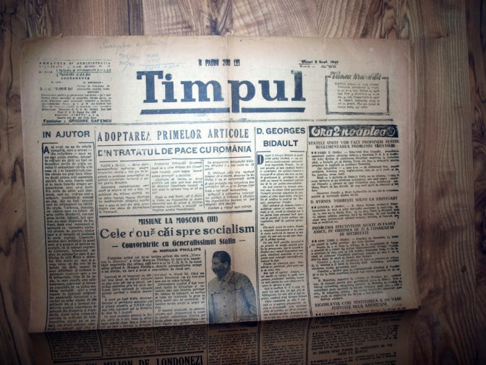 ZIAR VECHI - TIMPUL - 6 SEPTEMBRIE 1946