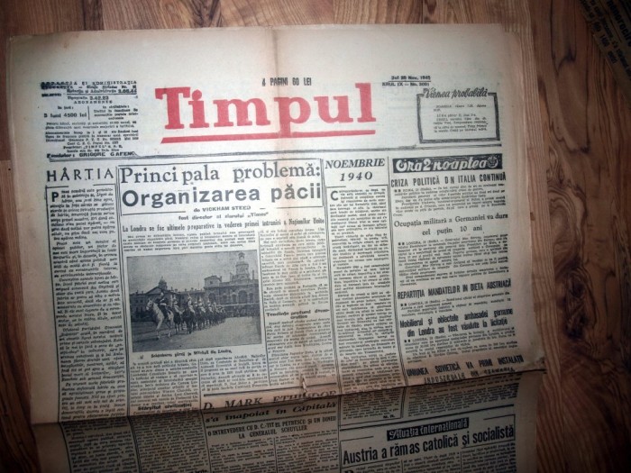 ZIAR VECHI - TIMPUL - 29 NOIEMBRIE 1945