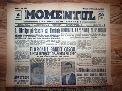 ZIAR VECHI - MOMENTUL - 30 NOIEMBRIE 1945 foto