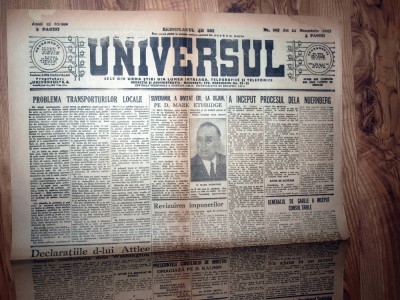 ZIAR VECHI - UNIVERSUL - 22 NOIEMBRIE 1945 foto