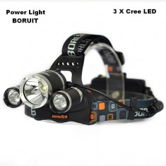 Lanterna Frontala Power-Light BORUIT cu 3 Leduri CREE Super Power foto