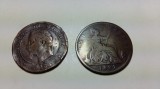 2 MONEDE - 10 CENTIMES NAPOLEON III 1864 - 0NE PENNY REGINA VICTORIA 1887, Europa