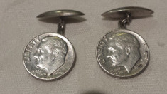 rezervat - Butoni Camasa argint confectionati din monede 1951 de One Dime USA foto