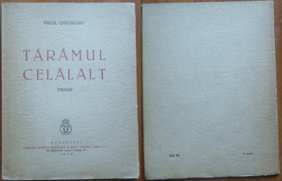 Virgil Gheorghiu , Taramul celalalt ; Versuri , 1938 , editia 1 foto