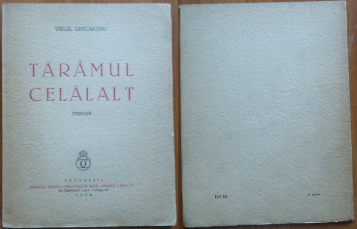 Virgil Gheorghiu, Taramul celalalt; Versuri, 1938, editia 1