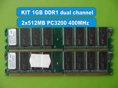 Memorie RAM PC DDR1 1GB (2x512MB) PC3200 400MHz PQI foto