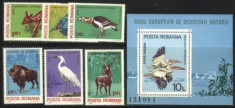 Romania 1980 - OCROTIREA NATURII (ANIMALE SI PASARI), serie si colita MNH, Z1004 foto