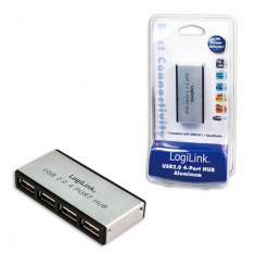 Hub USB 2.0 LogiLink UA0003 , 4x USB 2.0 , Alimentare , Negru/Gri foto