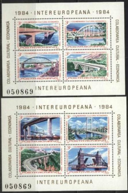 Romania 1984 - EUROPA CEPT PODURI, 2 blocuri nestampilate, T14