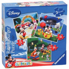 PUZZLE CLUBUL MICKEY MOUSE, 3 BUC IN CUTIE, 25/36/49 PIESE foto